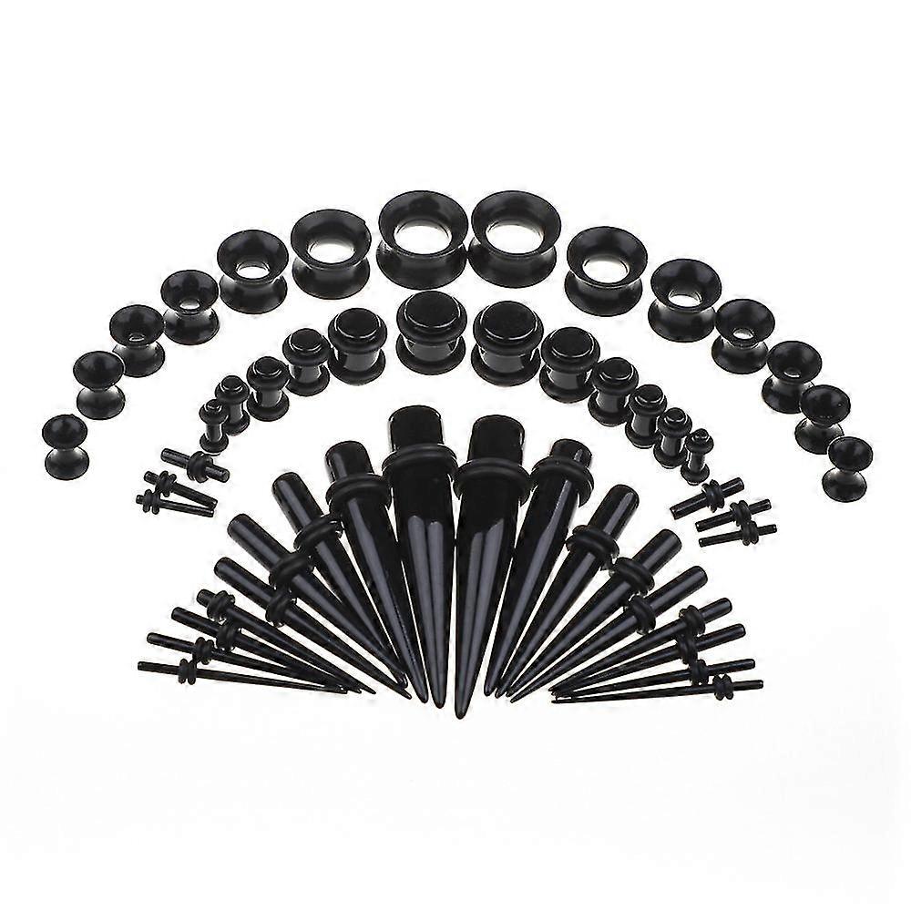 Ear Stretching Kit Ear Gauges Expander Set Acrylic Rejuvenators And Plugs & Silicone Tunnels Piercing Jewelry Set50pcs-black