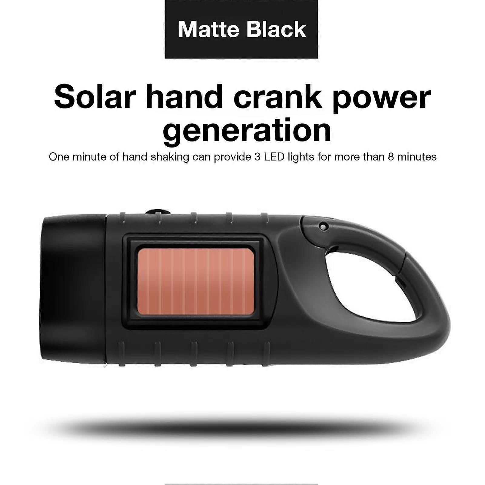 LED Torch Solar Power Hand Crank Flashlight Wind Up Super Bright Camping Light