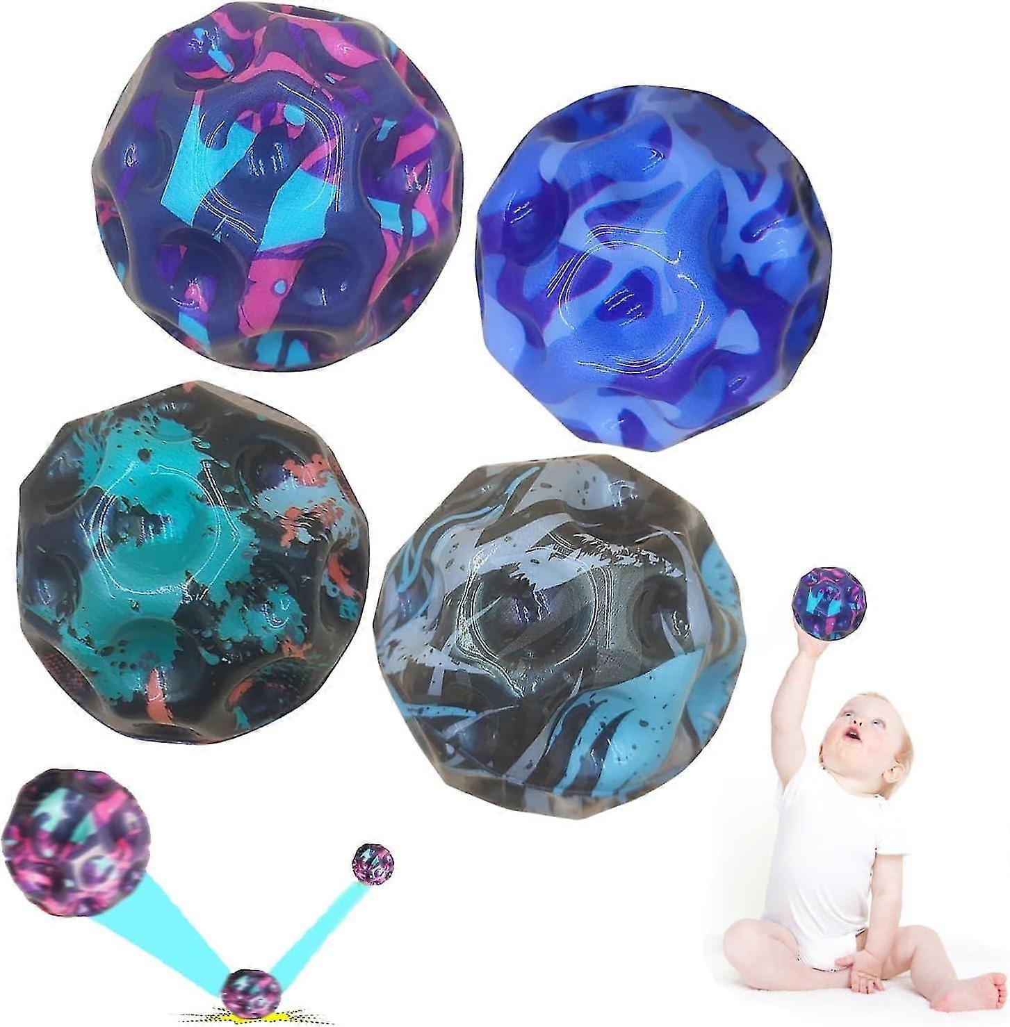 4pcs Astro Jump Ball, Moon Ball Bounce Ball, Bouncing Ball For Children, High Bounce Hole Ball, Moon Ball, Lava Ball Party Gift