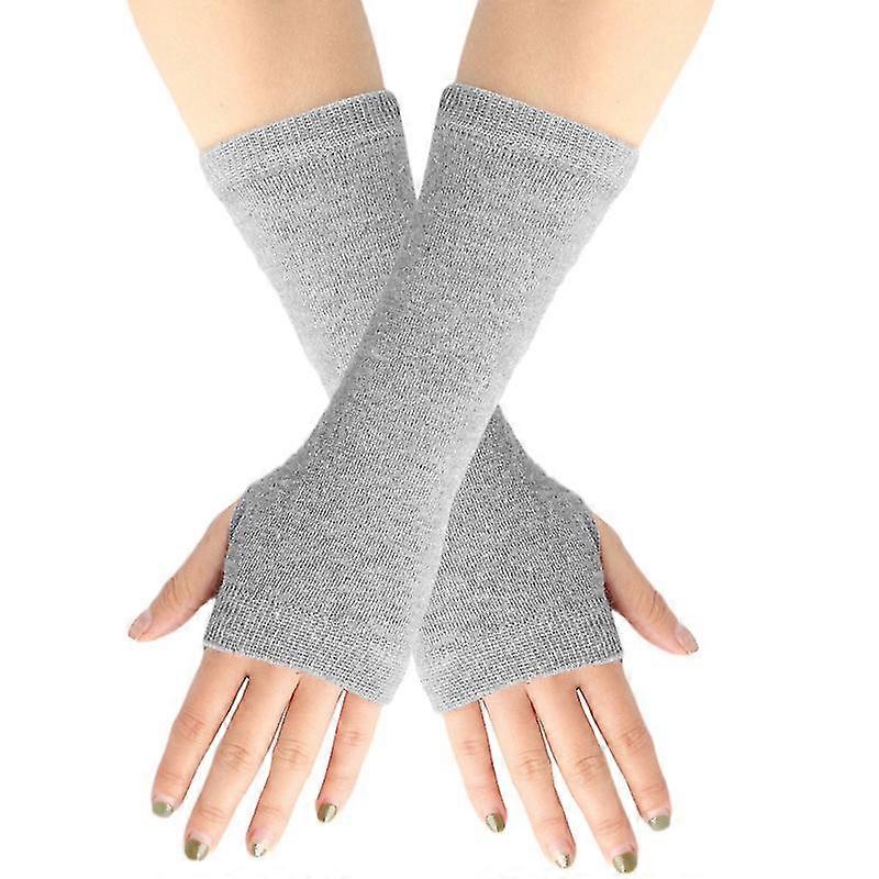 Short Gloves Solid Color Gloves Stretchy Fingerless Mittens With Thumb Hole