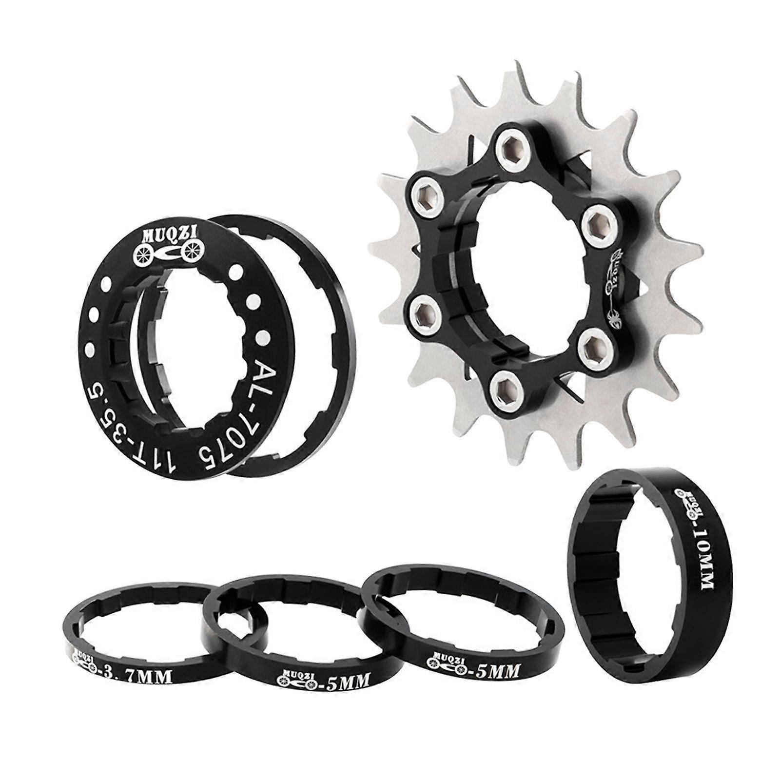 Single 1 Speed Cassette Cog Fixed Gear Conversion Set for 7-10s Hubs Black
