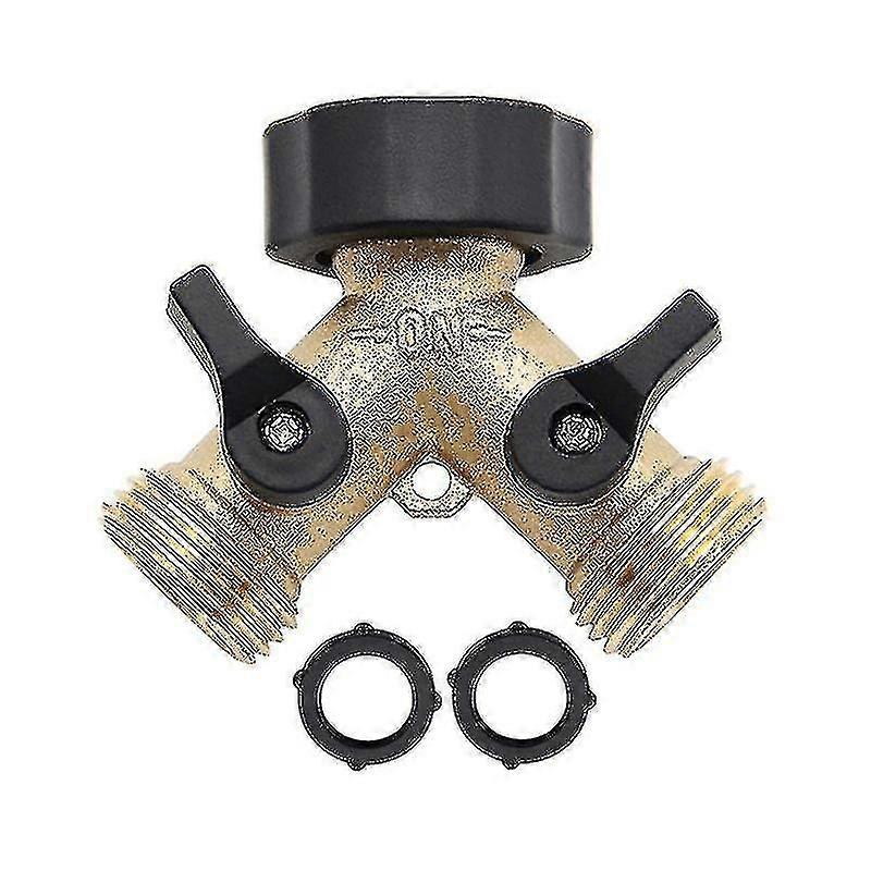 2 Way Hose Splitter Heavy Duty Brass Hose Connector With 2 Gaskets For Garden