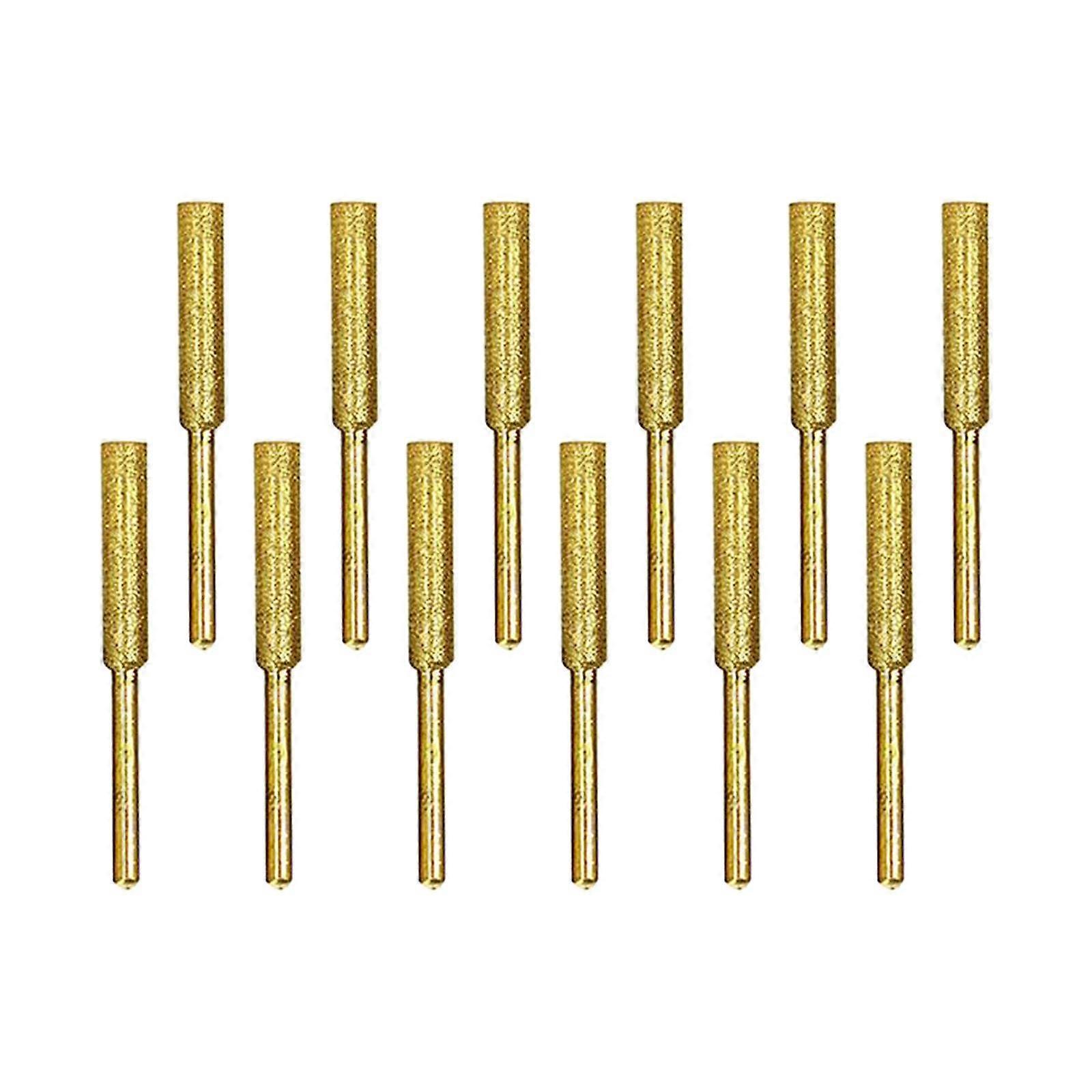 12Pcs Diamond Chainsaw Sharpener Bits Grinding Bits Burr Gold 4mm