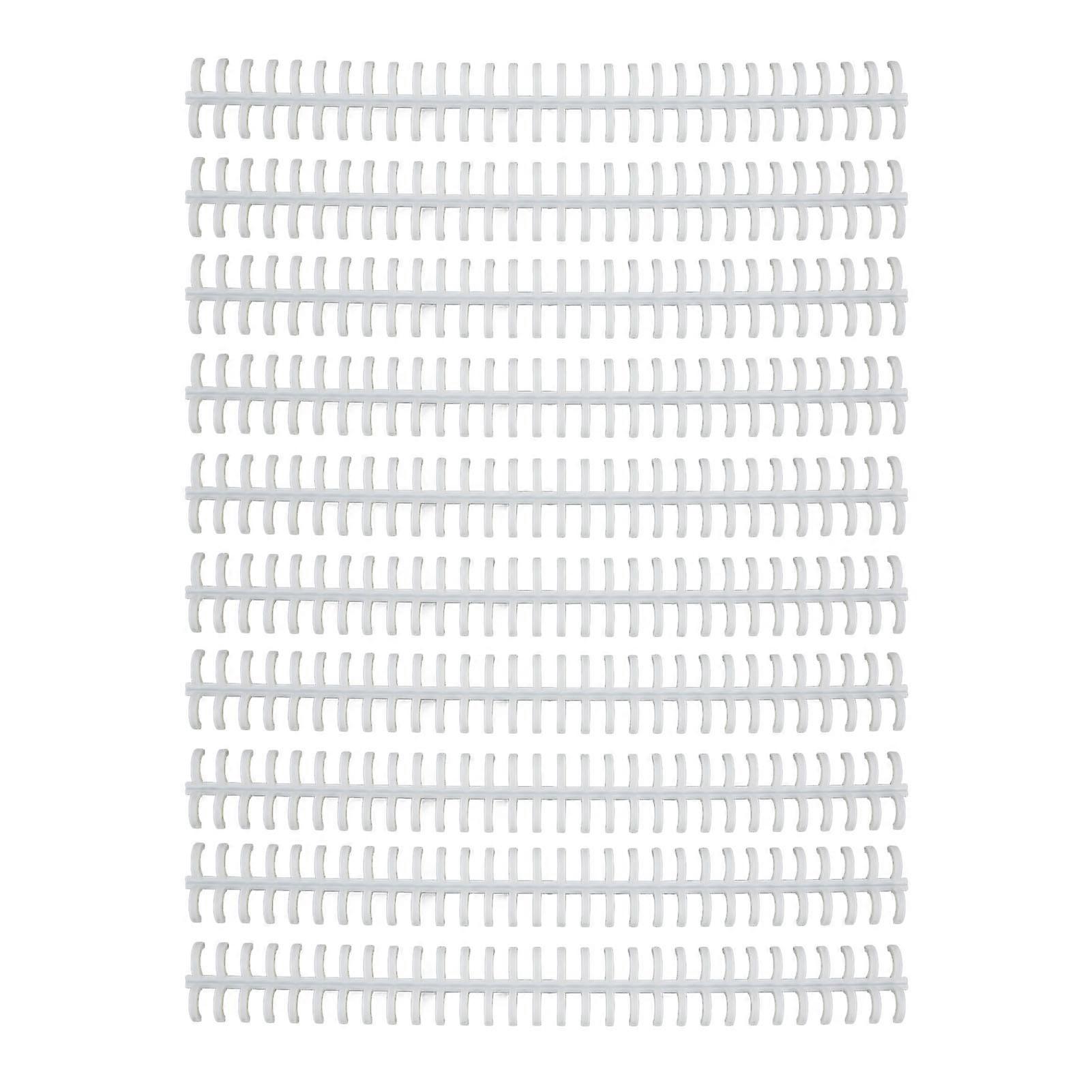 10 Pcs Loose Leaf Binding Spine 30 Hole Cuttable Wear Resistant PP Plastic 10mm Binding Comb for Student Office White