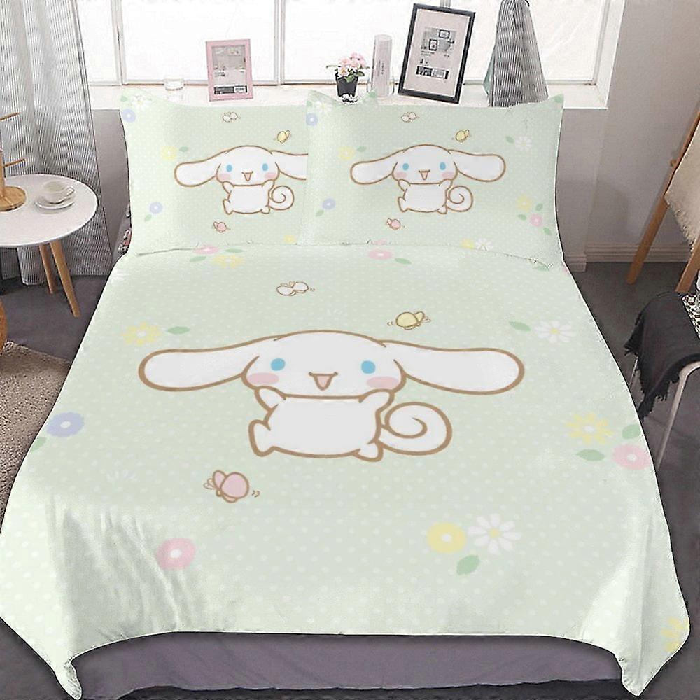 bedding set CA611 Cinnamoroll Duvet Cover Set 3-Piece Bedding Set Soft Warm And Comfortable Soft Bed Set with 1 Duvet Cover And 2 Pillowcases for Bedr