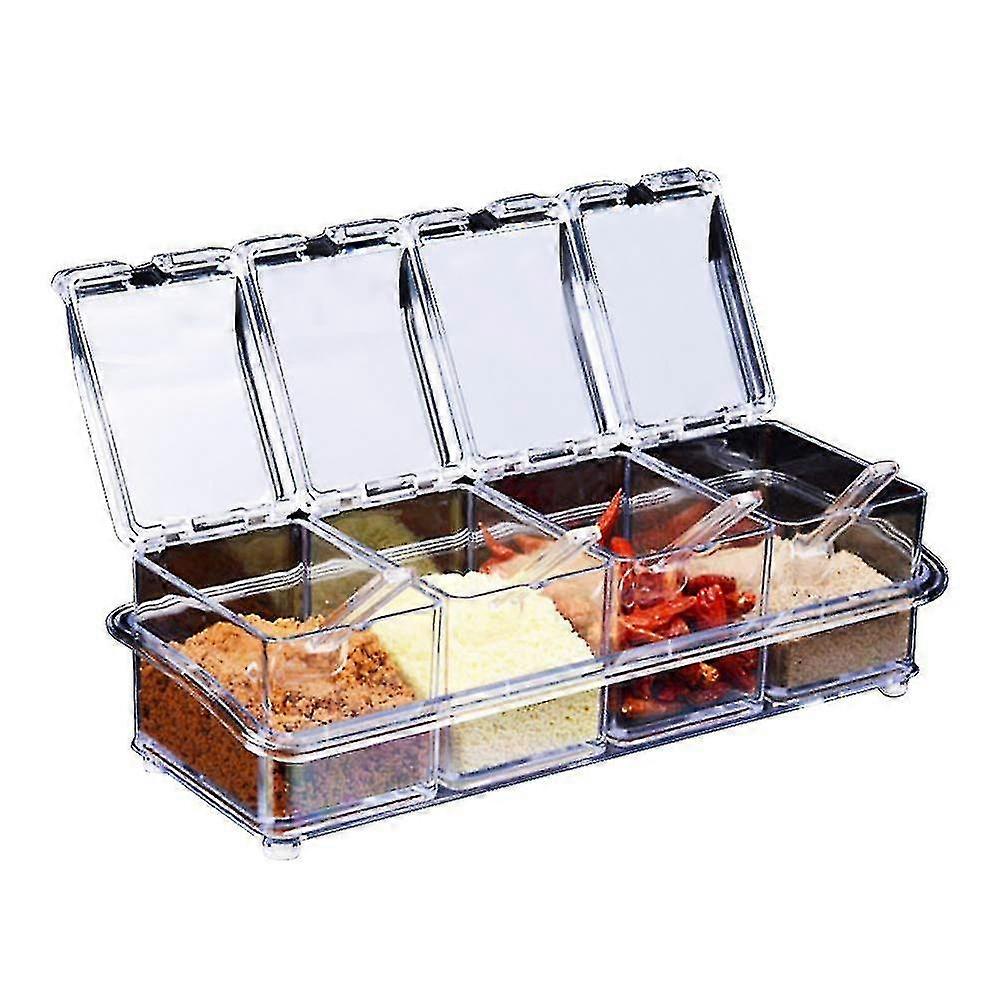Seasoning Box Set 4 Pieces Clear Bottles Salt Spice Jar,spice Jars Kitchen Condiment Container Stora