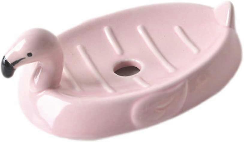 Ceramic Cute Flamingo Soap Tray Soap Dish, Pink