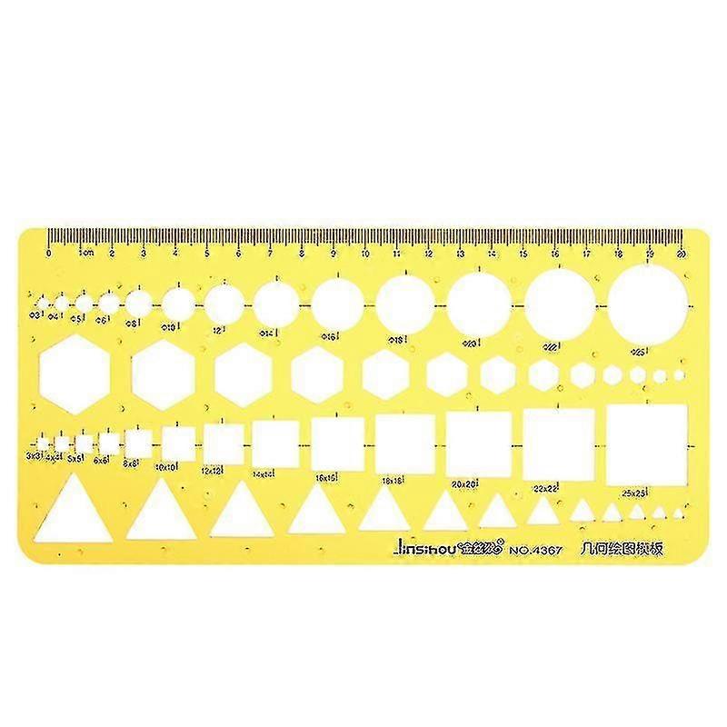 Hmwy-2pcs Geometric Figure Polygon Drawing Template Kt Soft Plastic Circle Triangle Square Hexagon Ruler