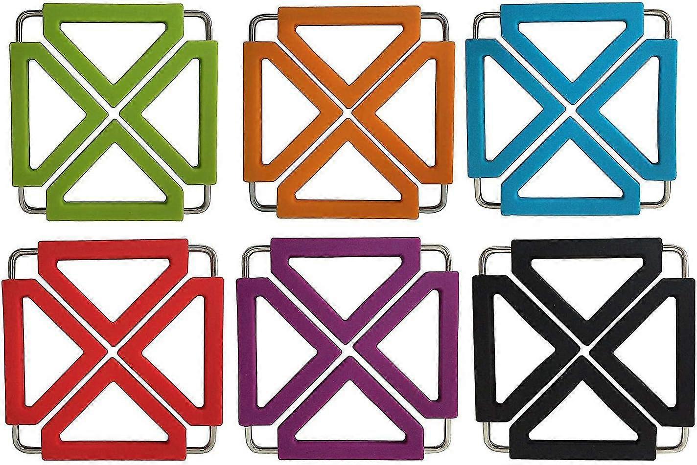 Set Of 6 Multicolored Stretchable Silicone Trivets Zekai