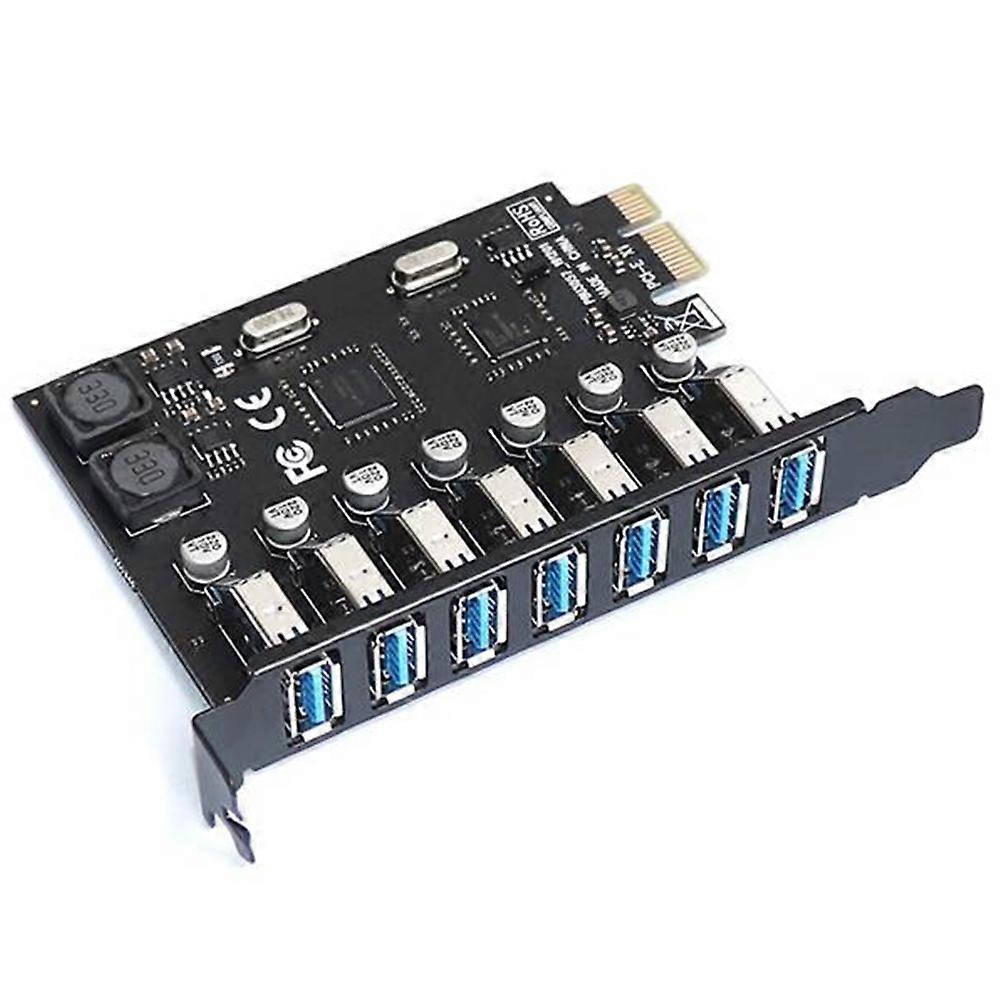Προσαρμογέας USB 3.0 PCI Express PCI E σε 7 θύρες Κάρτα προσαρμογέα επέκτασης USB 3 Μετατροπέας ελεγκτή USB3 PCIe PCI-E X1 (VIA)