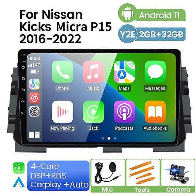 Car Stereo For Nissan Kicks 2017-2019 Quad Core Android 11 Car DVD GPS Navigation Player Deckless Headunit Wifi Radio