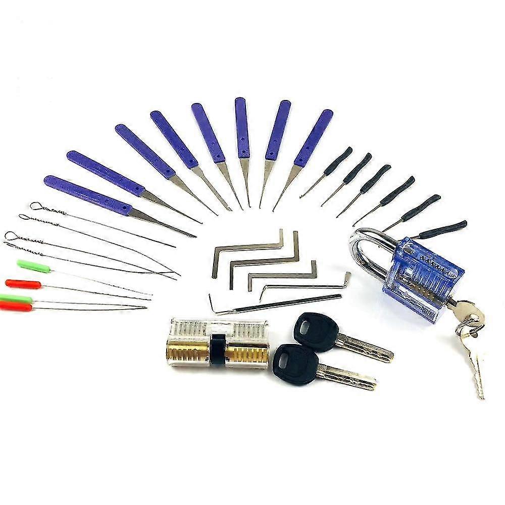 Pick Set,2pcs Transparent S With 22pcs Key Remove Pick Tool.5pcs Tens Wrench Tool,smith Tool Kit