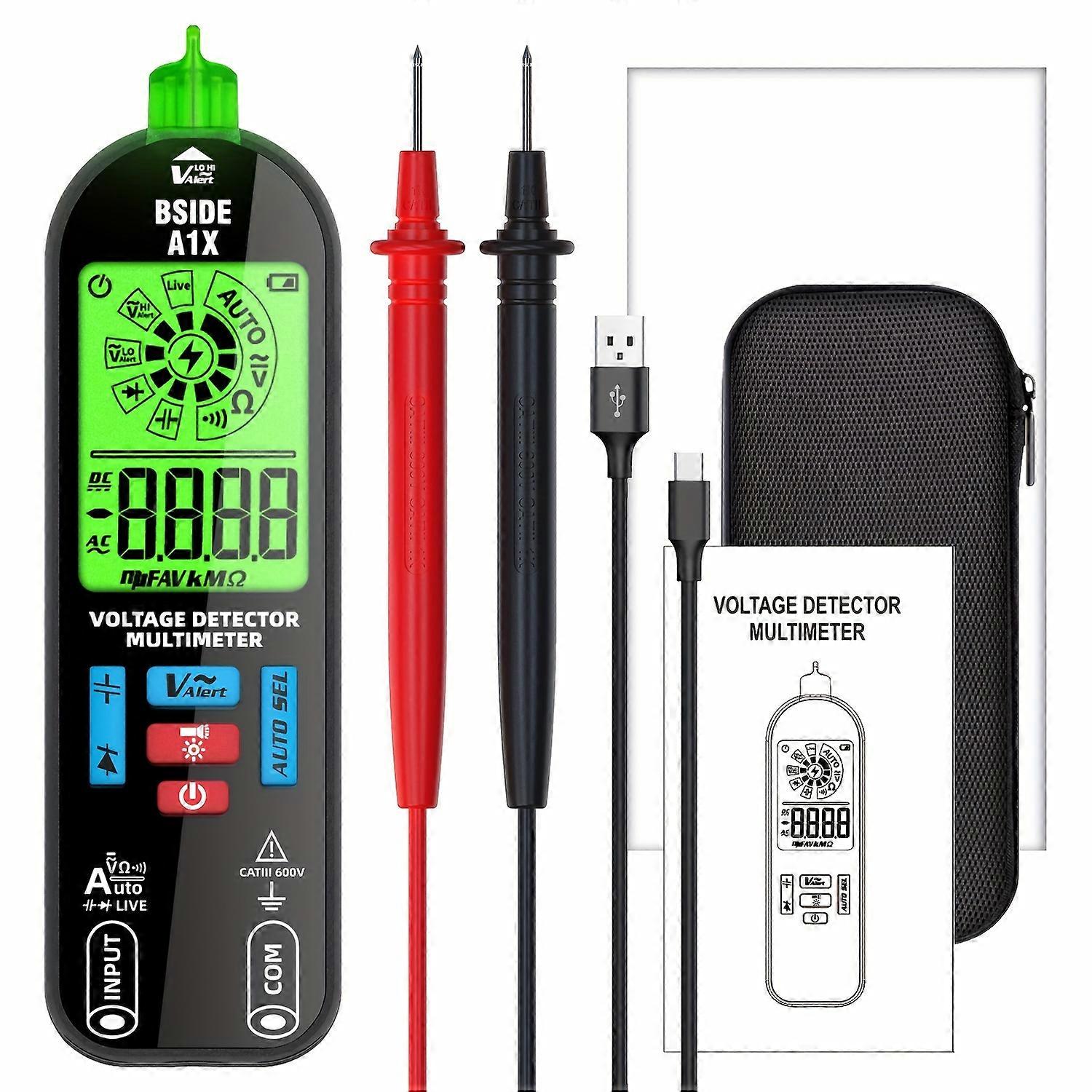 1pc BSIDE Smart Digital Multimeter Rechargeable Electronic Tester, AC DC Contactless NCV Automatic Diode Capacitor Breakpoint Meter
