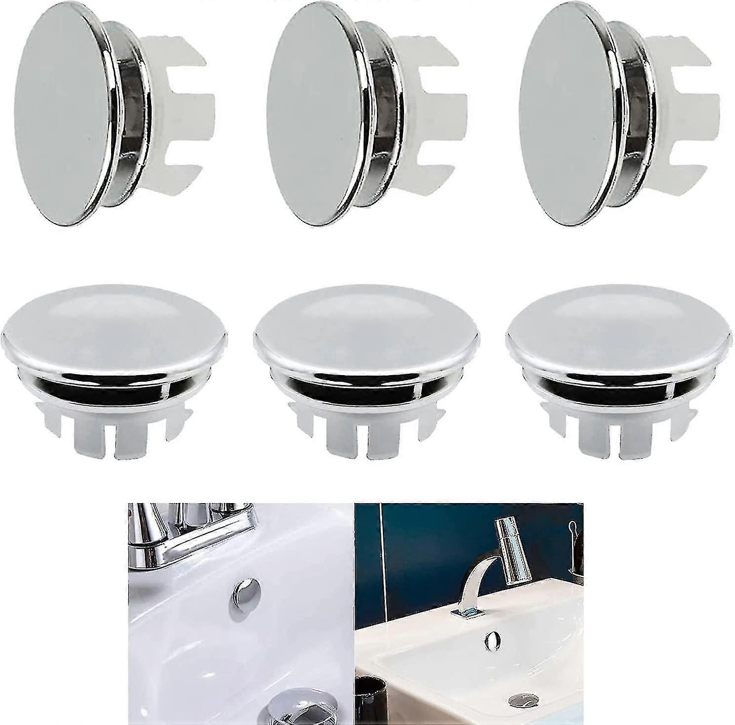 Sink Overflow Cover Replacement Overflow Ring Stopper For Bathroom Kitchen Sink Round Hole Overflow Properly Insert 6pcs Replacement Parts