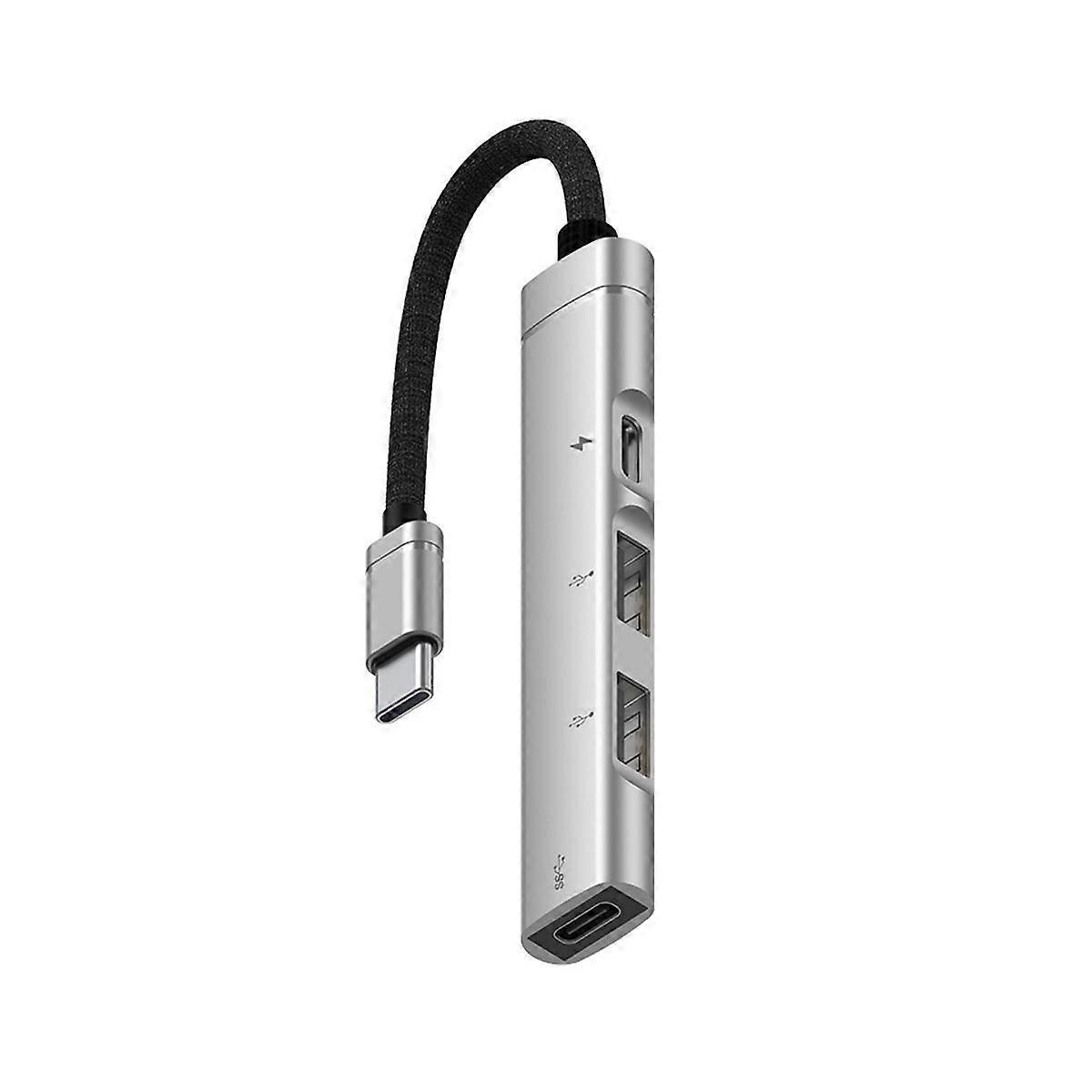 For Android Mobile Phone Computer Tablet Portable PD Charging Hub Type-C USB C Expansion Dock,Silve