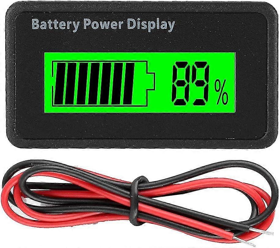 12-48v universell batterikapasitet indikator batteri strøm display tester voltmeter (grønn)