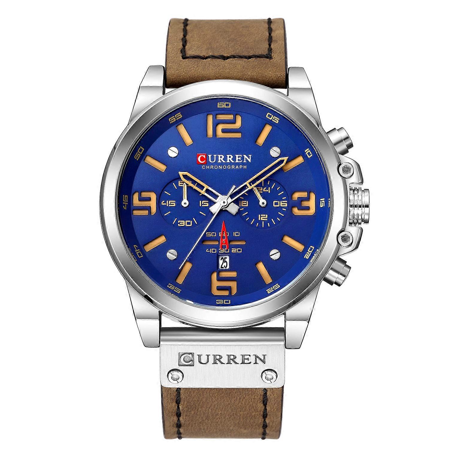 Curren Waterproof Men Quartz Watch White Shell Blue