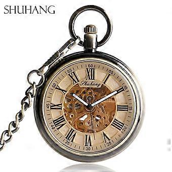 SHUHANG Relojes de Bolsillo con Cadena Fob Reloj de Enfermería Mecánico Automático de Estilo Antiguo de Lujo Colgante Automático Relogio De Bolso