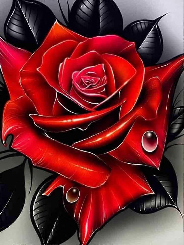 DWW-30 x 40 cm, Draw a Dark Rose Diamond Painting Diamond Embroidery Painting5D Canvas Painting for Children and Adults, Rhinestone Puzzle Set, Drawin