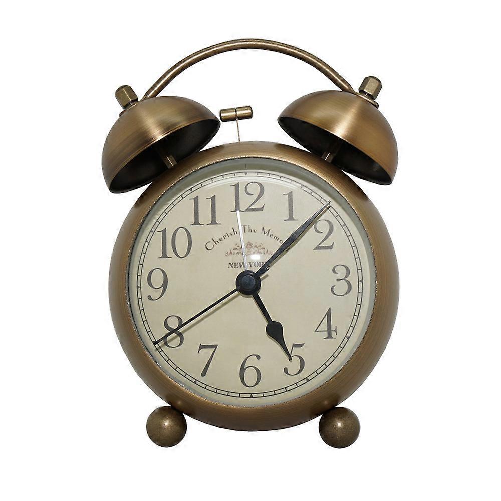 Retro Metal Alarm Clock Children Desktop Electronic Desk Clock Mute Luminous Quartz Clock