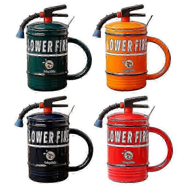Fire Extinguisher Creative Mug Water Cup Funny Spoon And Lid 480ml Firefighter Birthday Party Favors