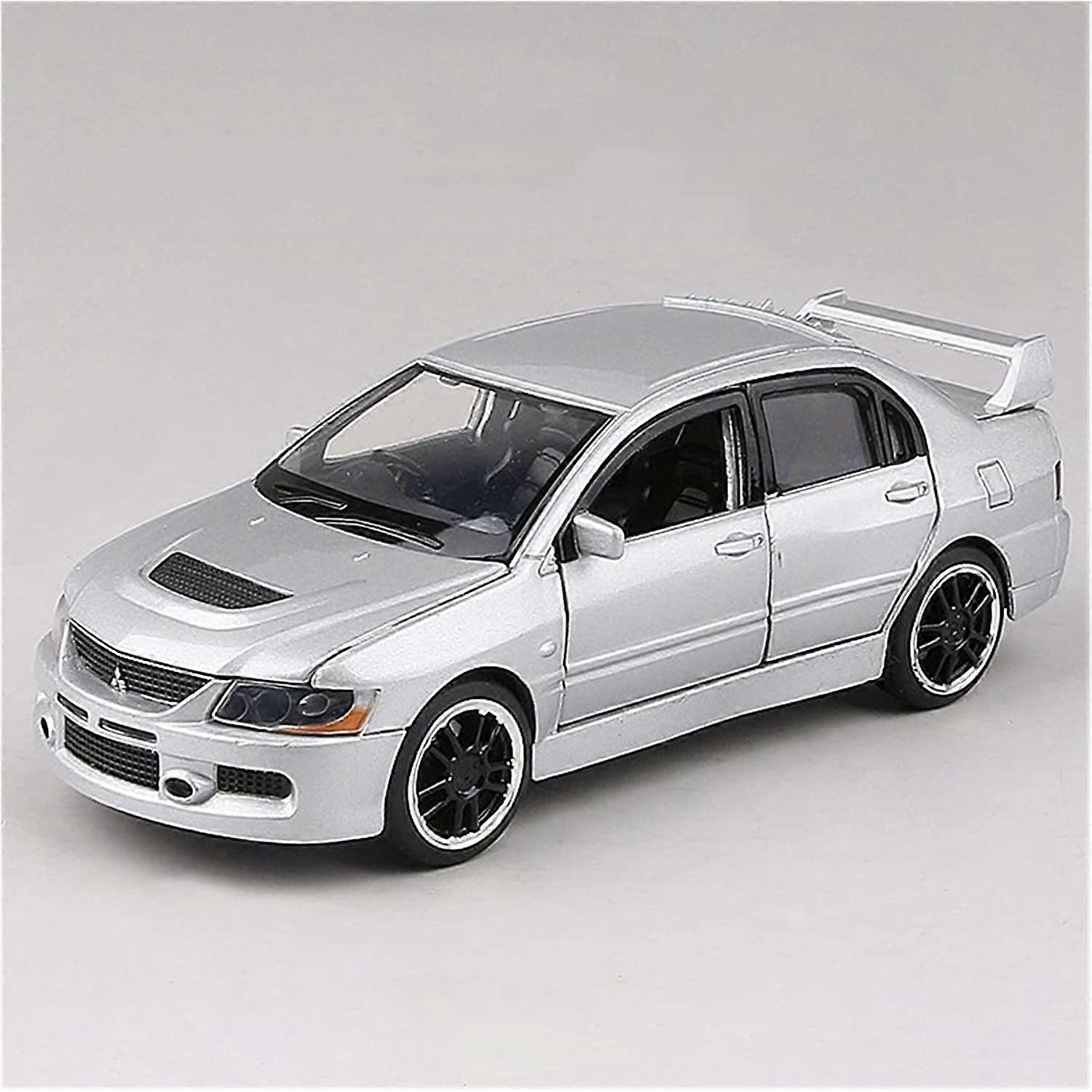 Car Models 1:32 Alloy Diecast Car Models for Mitsubishi Lancer Evo IX Simulation Sound and Light Steering Shock Absorber Toys (Color : Silver)