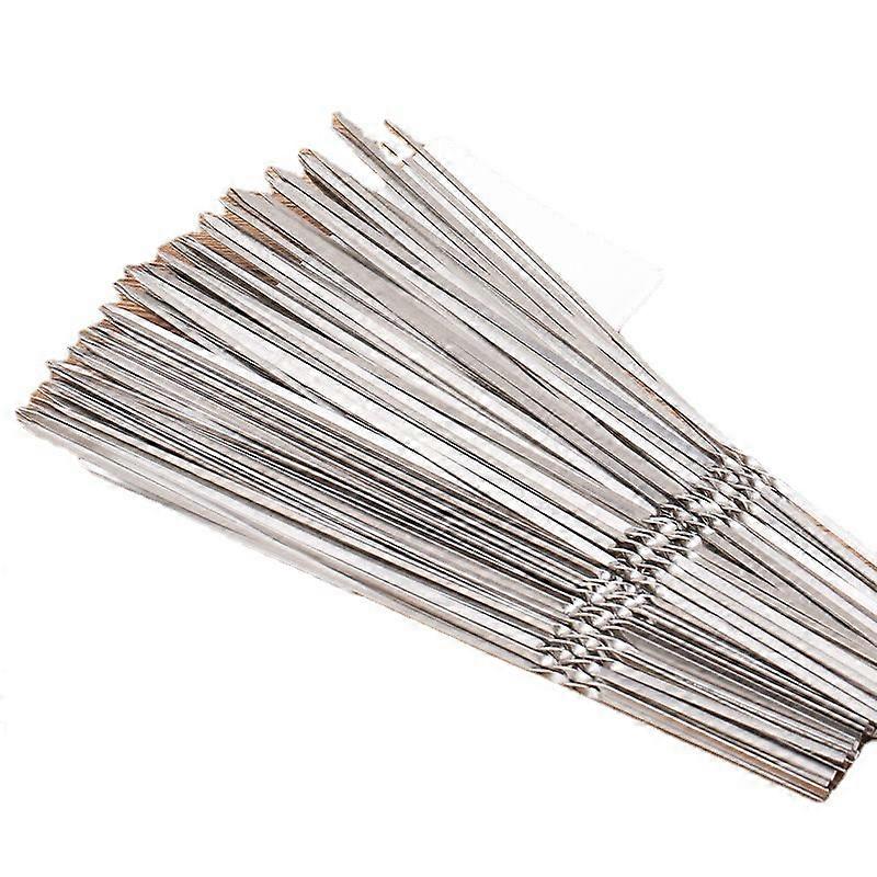 20PCS Stainless Steel Reusable Barbecue Metal Skewers, Flat BBQ Party Grilling Skewer Sticks with Storage