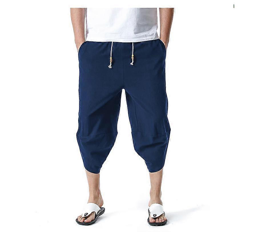 Men's harem pants casual lightweight elastic waist wide leg baggy linen pants