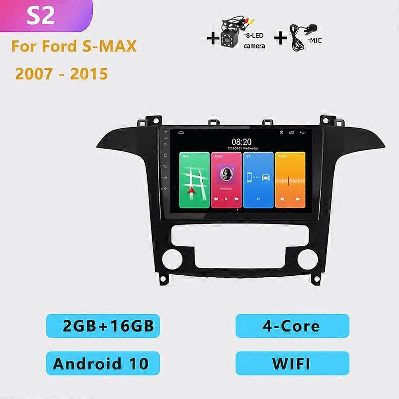2DIN Android 10 Car Radio Stereo Multimedia Player 9 inch screen Carplay Auto BT WIFI GPS for Ford S-MAX S MAX 1 2006 - 2015