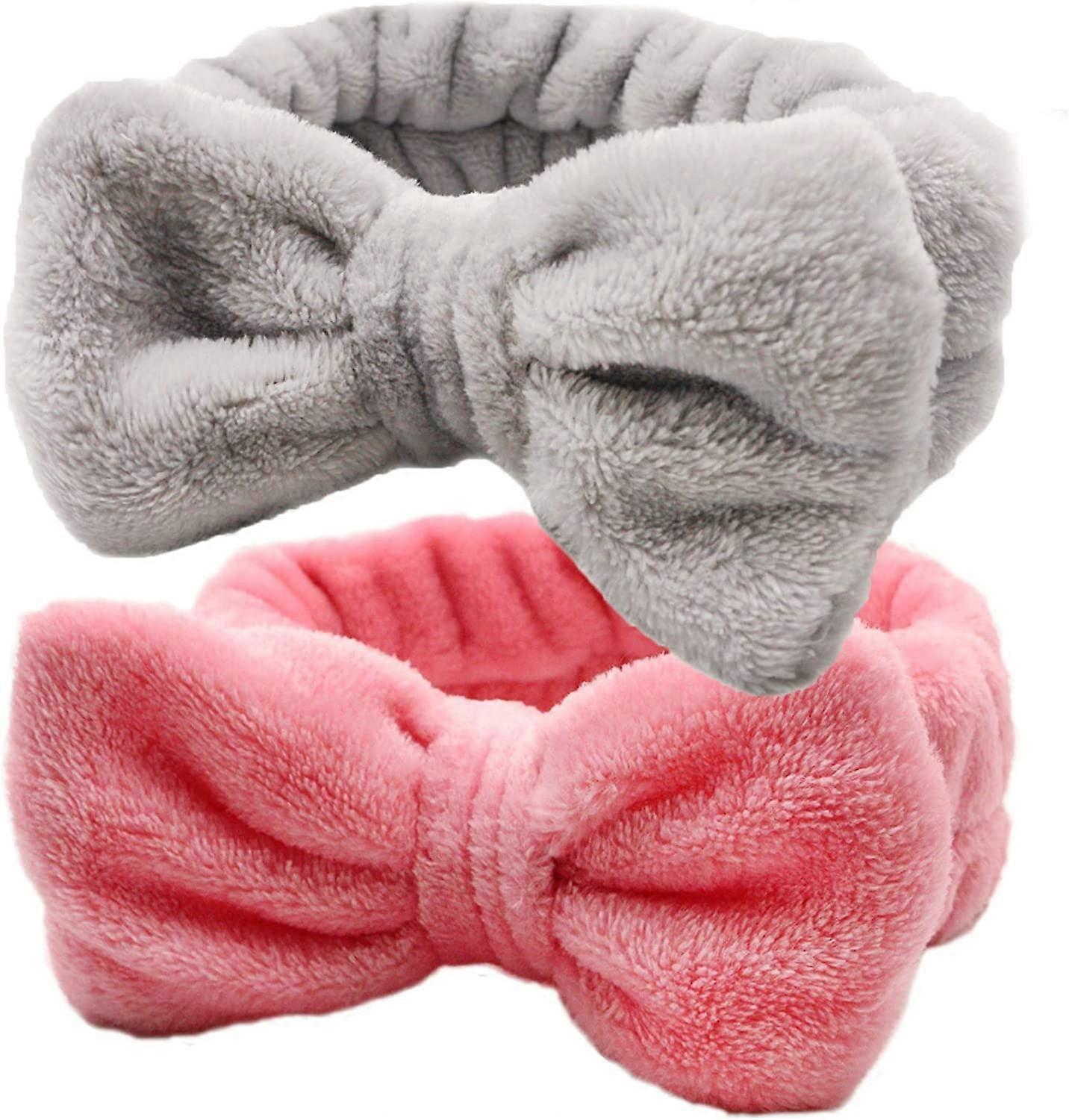 2 stk Bowknot kosmetiske pandebånd til vask af ansigtsbruserhårbånd (sort + hvid) (4-D-W)