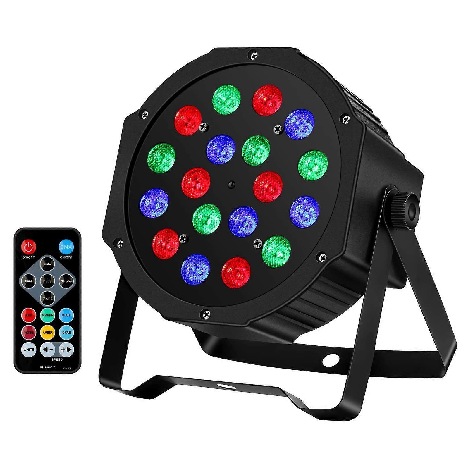 LED Stage Lights RGB DMX512 Stage Flat Par Lighting Effect Remote DJ Disco Party