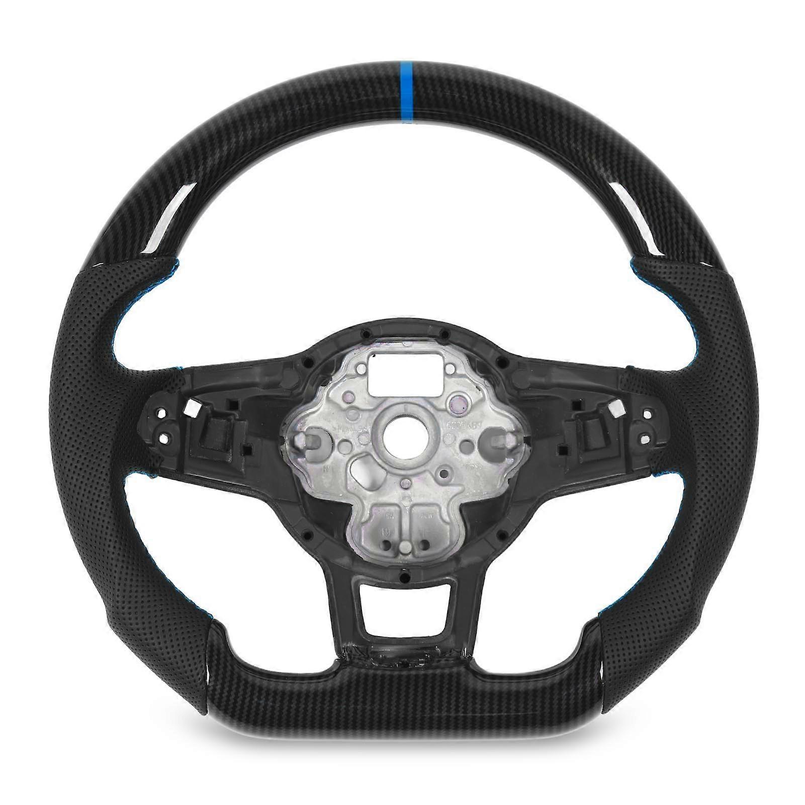 HydroDip Carbon Fiber Look Steering Wheel Perforated Leather Flat Bottom for GLI R GTD MQB Blue