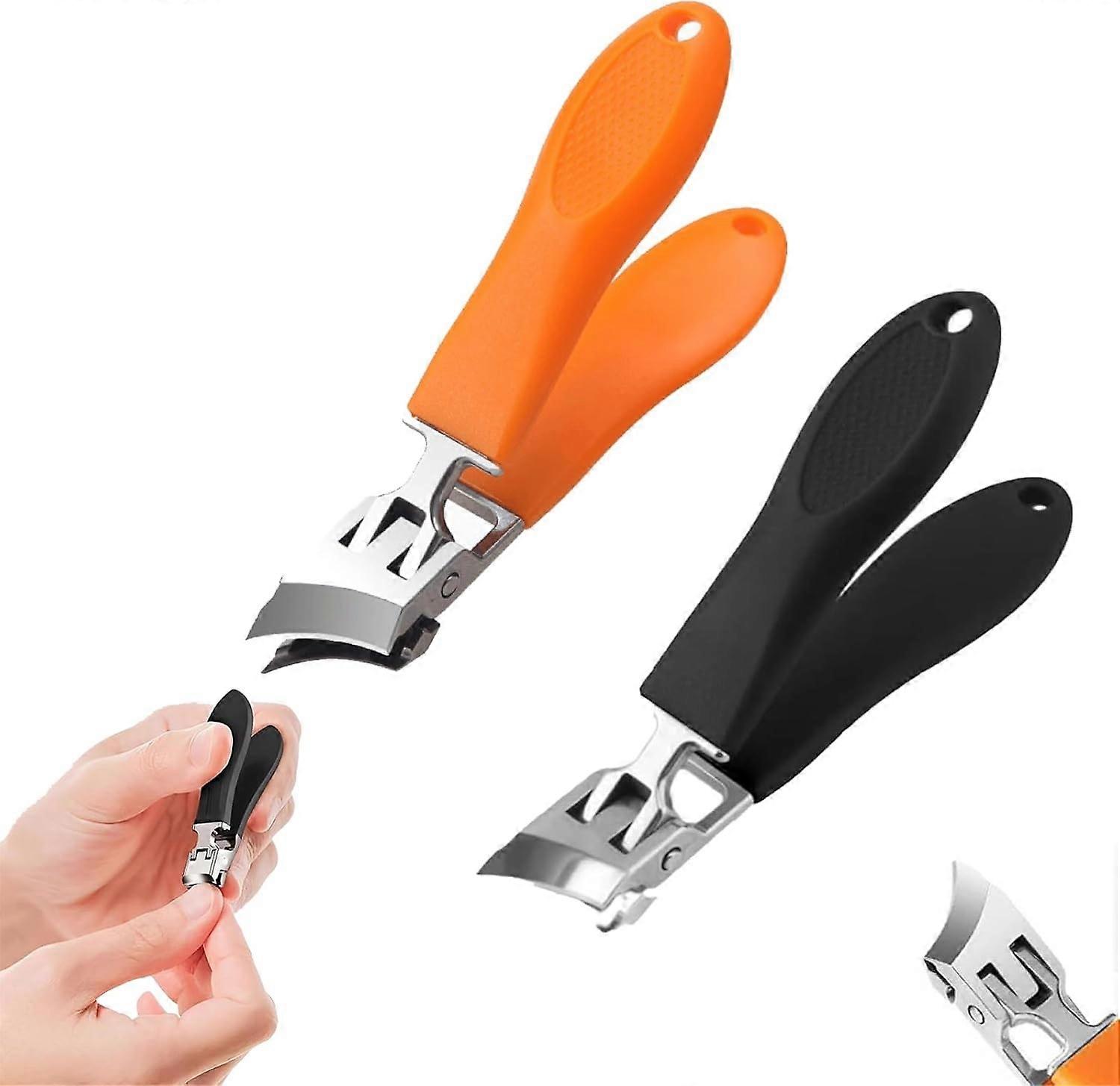 Angled Nail Clippers, Wide Jaw Opening Anti-Splash Slanted Nail Clippers, Angled Nail Clippers, Ultra Sharp Stainless Steel Nail Clippers, Beveled Cur