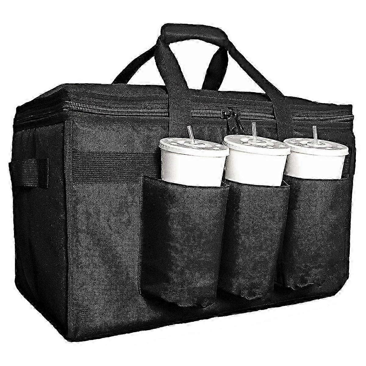 Torba do dostarczania żywności z uchwytami na kubki / nosidełkami na napoje Świetne do napojów, artykułów spożywczych, pizzy, jakości handlowej gorącej i zimnej