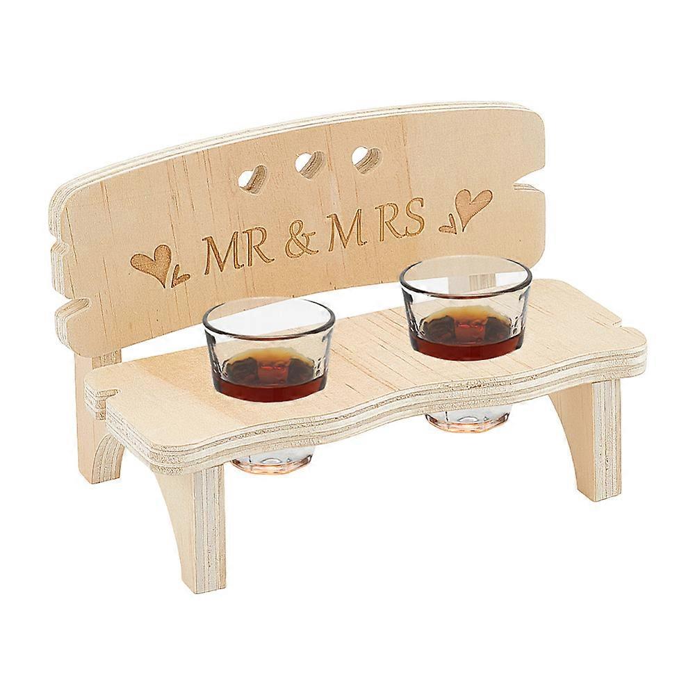 Wood Multi-Use Display Stands for Wine Glasses Word MR & MRS 2-Hole Navajo White 165x120x120mm