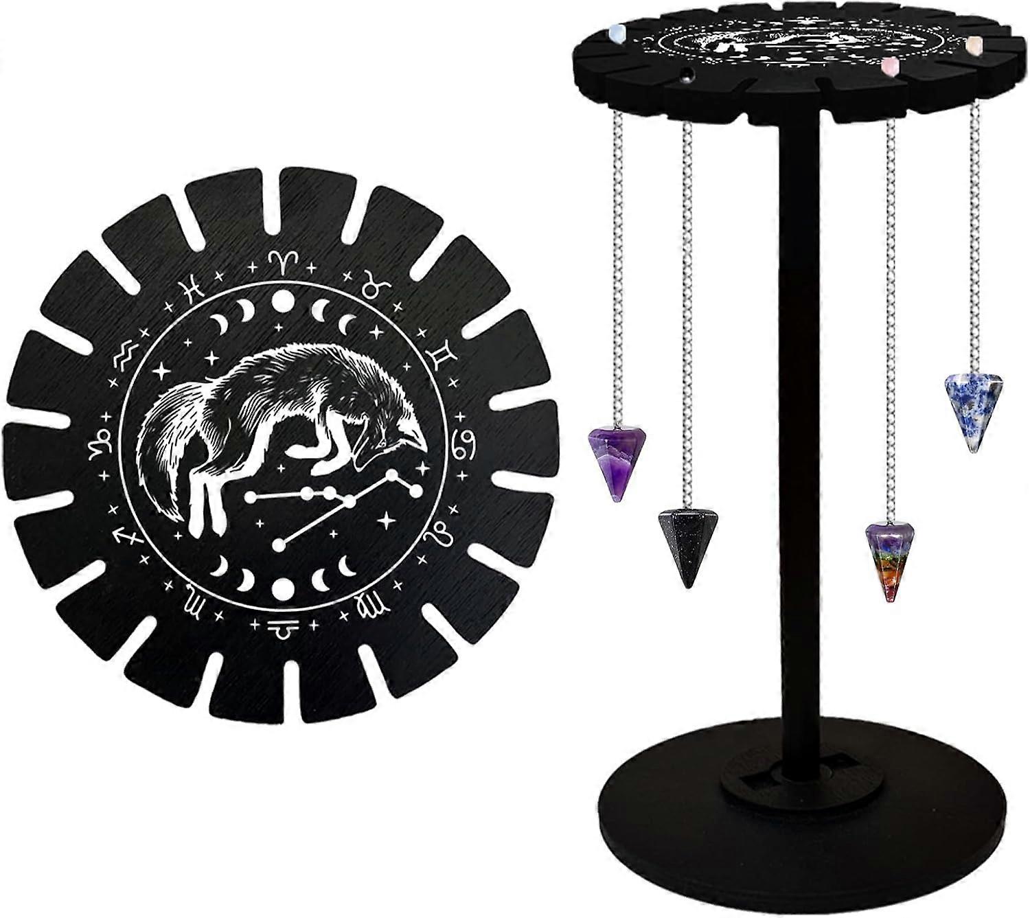 Constellation Pendulum Display Stand Crystal Display Shelf Fox Pendulum Stand Up 18 Divination Wooden Crystal Holder Black Crystal Display Shelf for P