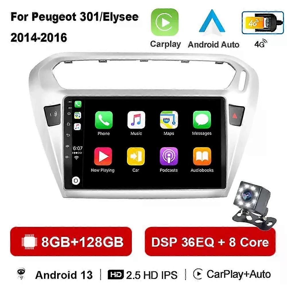 Redkid 8g+128g For Peugeot 301 Citroen Elysee 2013 - 2018 Car Multimedia Radio Carplay Android Auto
