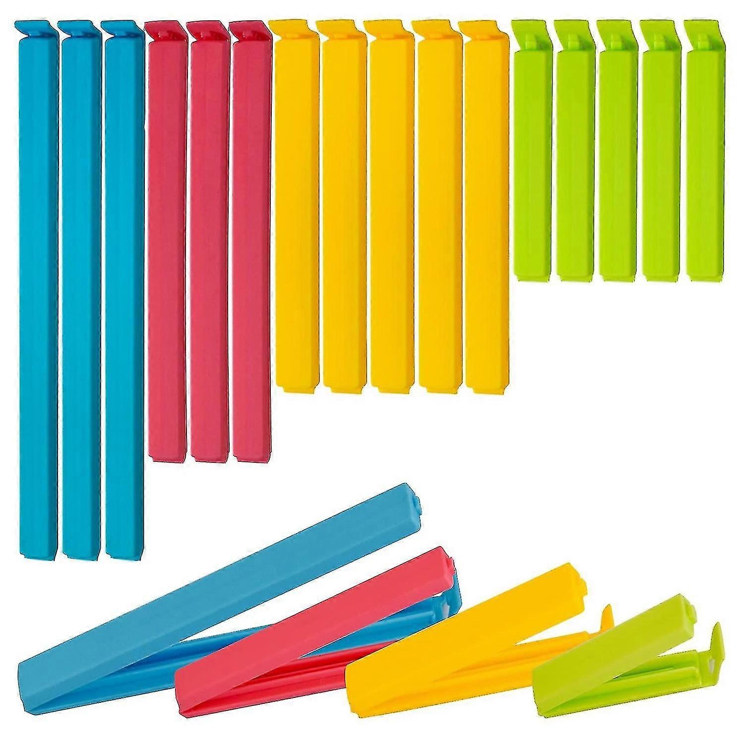 Set Of 16 - Food Bag Clips For Food Storage In 4 Assorted Sizes & Colours - Convenient For Keeping F