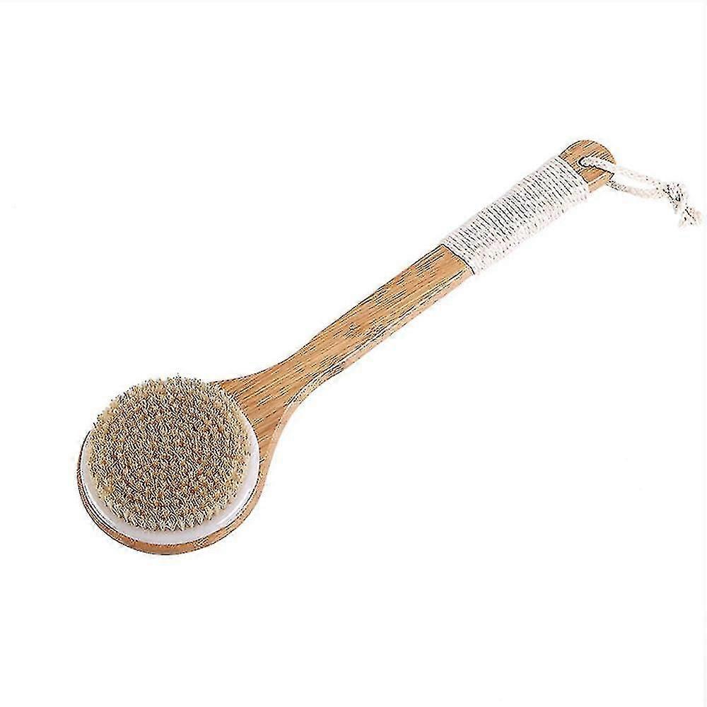 Dual-sided Long Handle With Soft And Stiff Bristles, Back Scrubber Exfoliating Body Scrubber For Wet Or Dry Brushing Bath Shower Body Bru