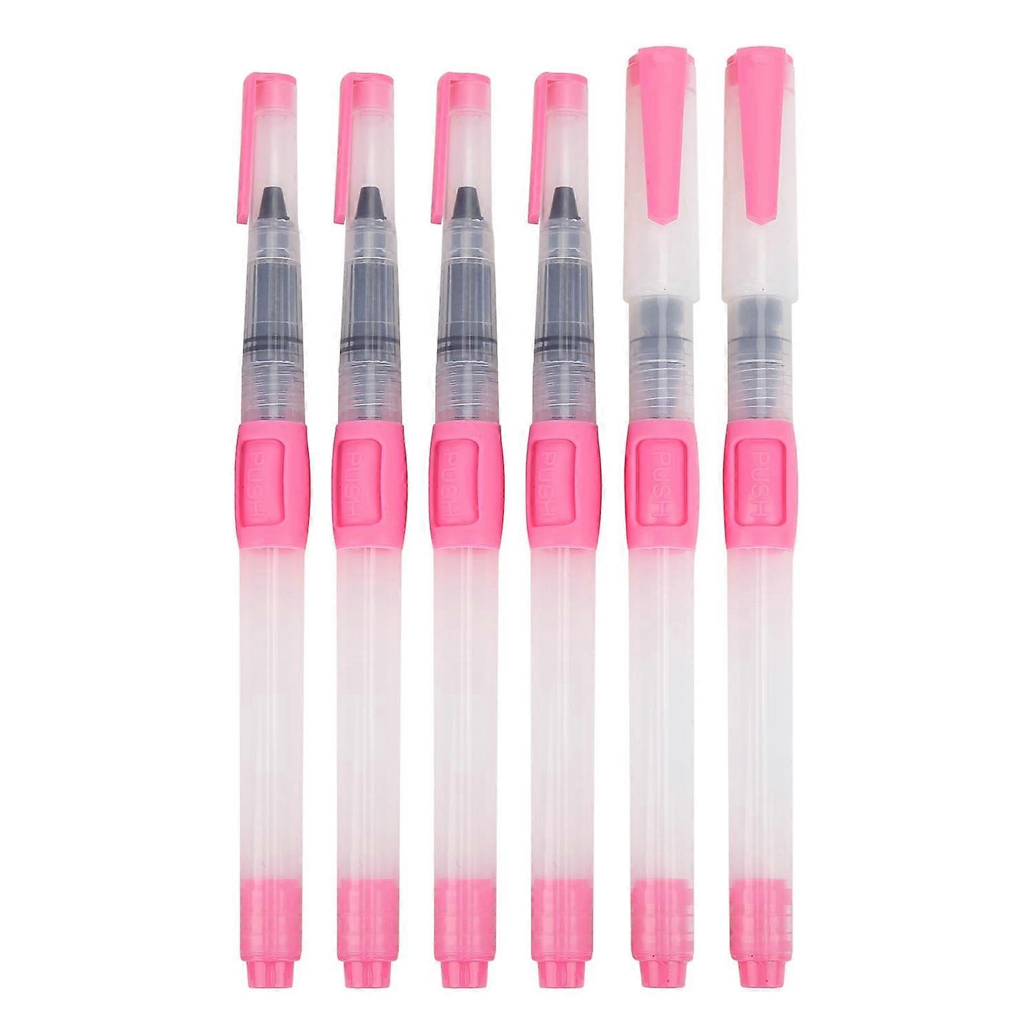 6Pcs Water Brush Pens Convenient Portable Lightweight Durable Large Capacity Watercolor Paint Pens