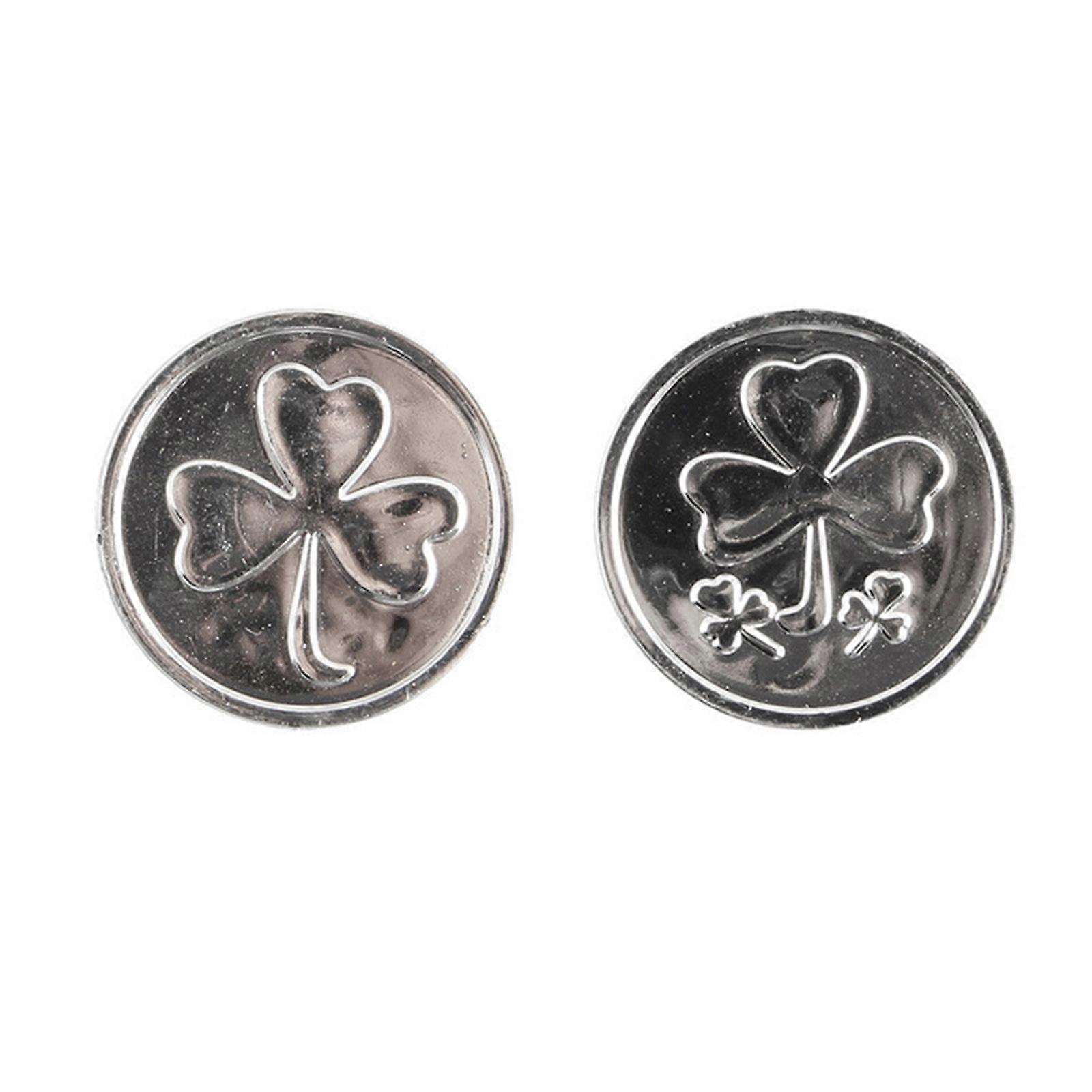 Pack of 100 Saint Patrick's Day Coins Small Plastic Coins Shamrock Coins Plastic Lucky Shamrock Coins Table Sprinkles  Silver