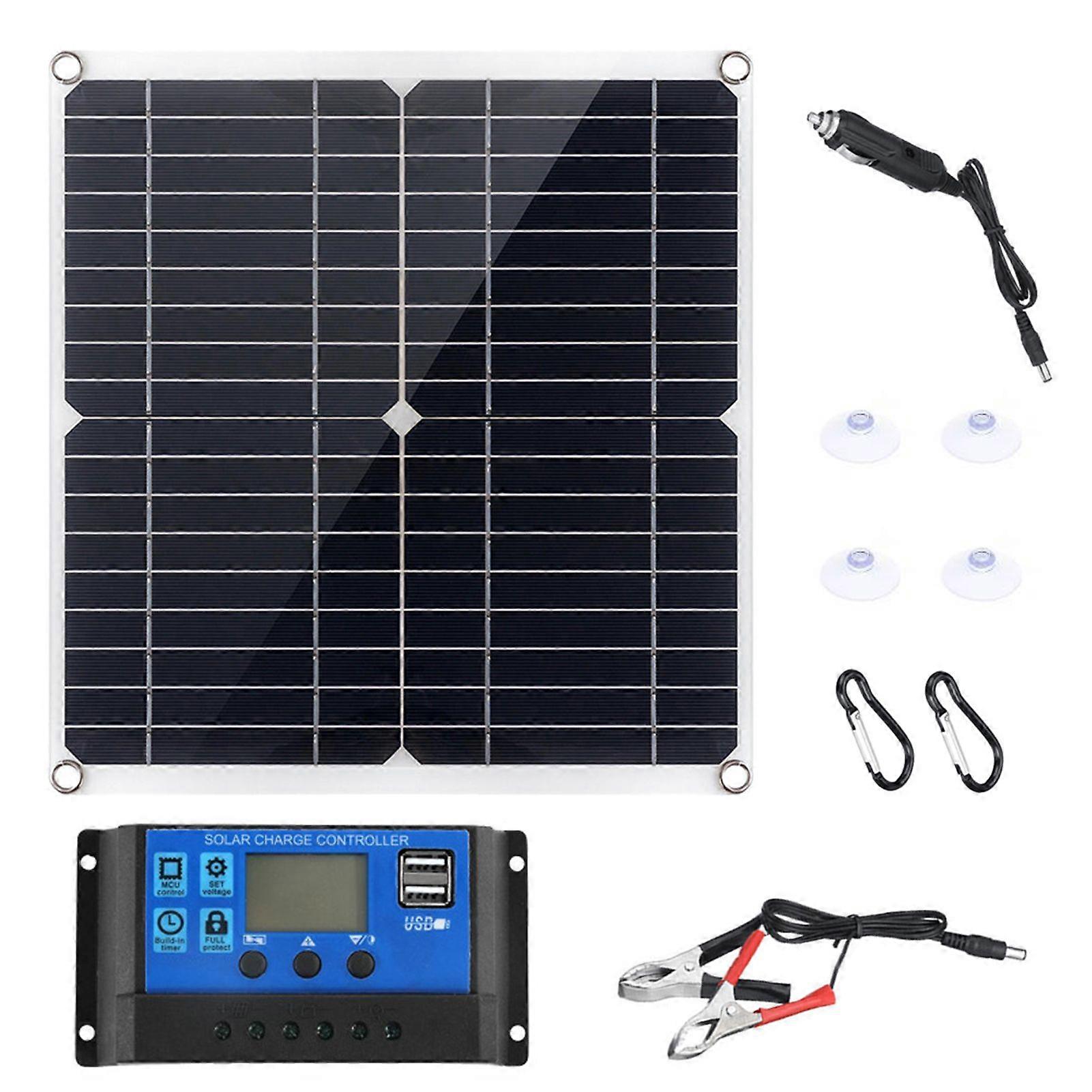 Flexible Solar Panels Kit 20W with 300W Controller 12V Power Supply USB Charging Interface Solar Board Waterproof Solar Cells for Phone RV Car MK3396