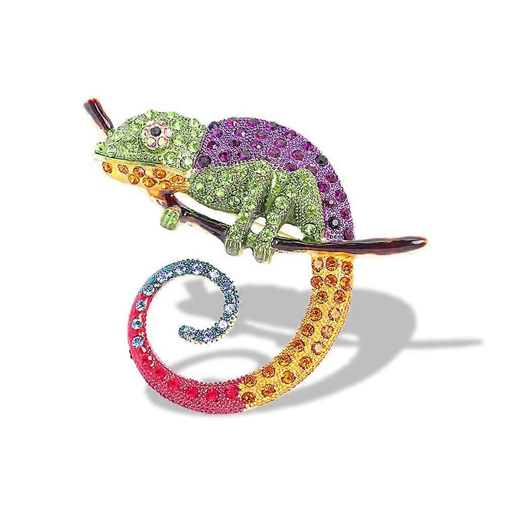 Crystal chameleon brooch, suitable for daily wear and decoration