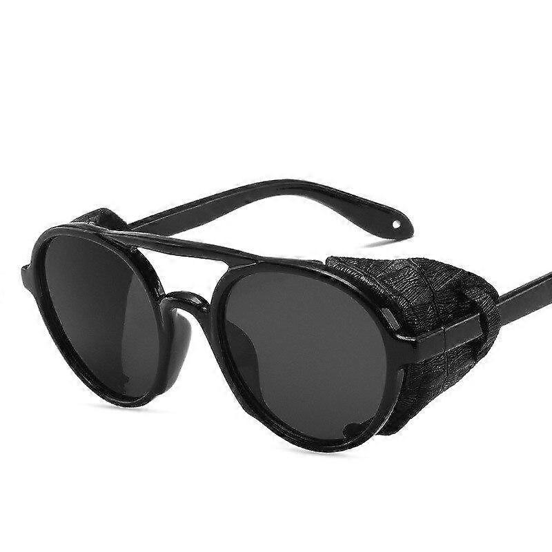 Vintage Double Mean Steampunk Sunglasses Men Round Plastic Frame Glasses Out Door Anti-Reflective Mirror Oversized Sunglasses