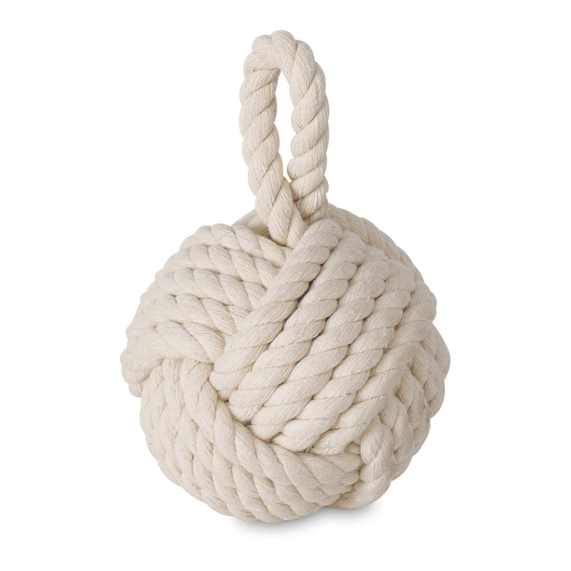 Weighted Nautical Knot Door Stopper, Jute Loop Handle, 6x9 Inches, 3.25lbs, Decorative Home Accent, Coastal Style