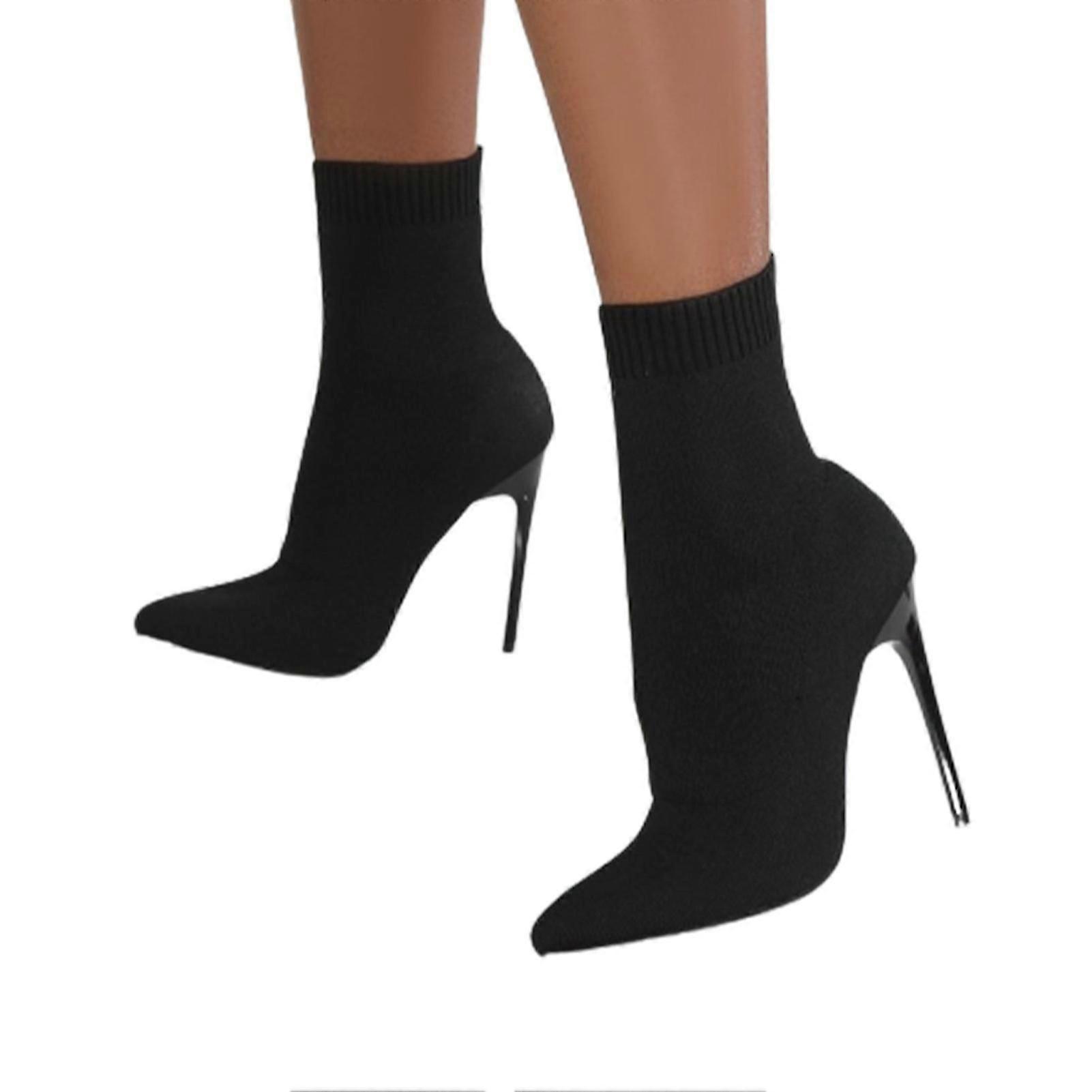 Women's Knitted Socks Boots Pointed Tips High Heel Boots