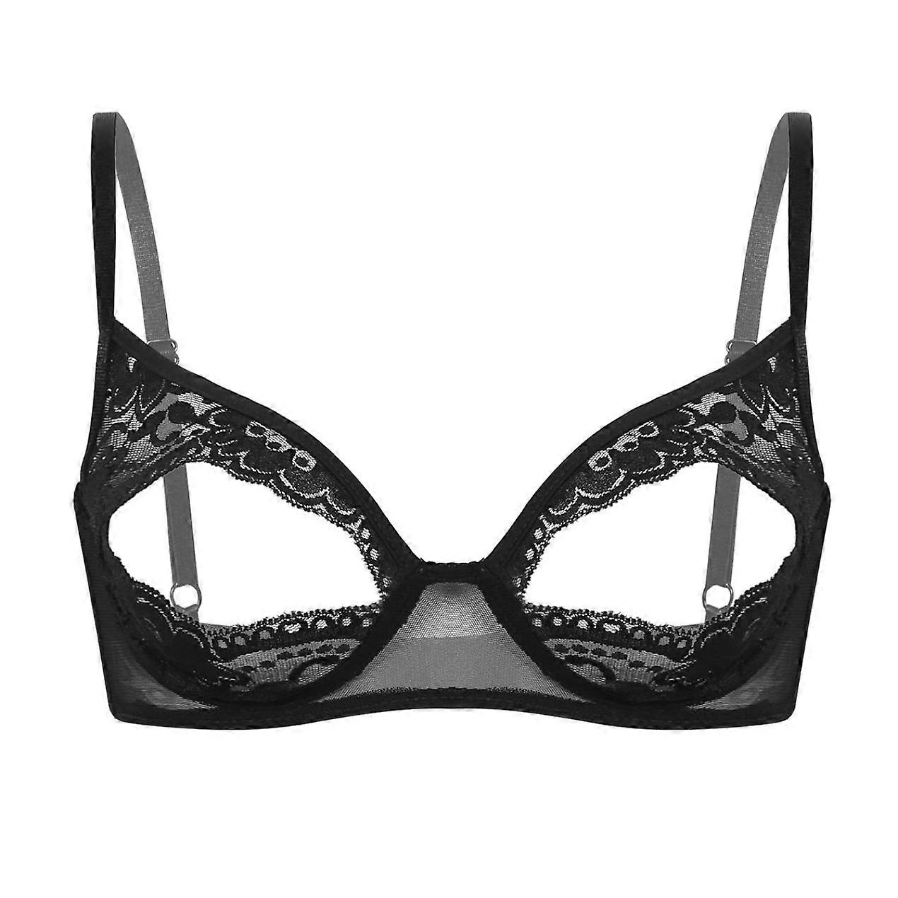 Women Sleeveless Adjustable Spaghetti Shoulder Straps Wire-Free Unlined Triangle Floral Lace Bra