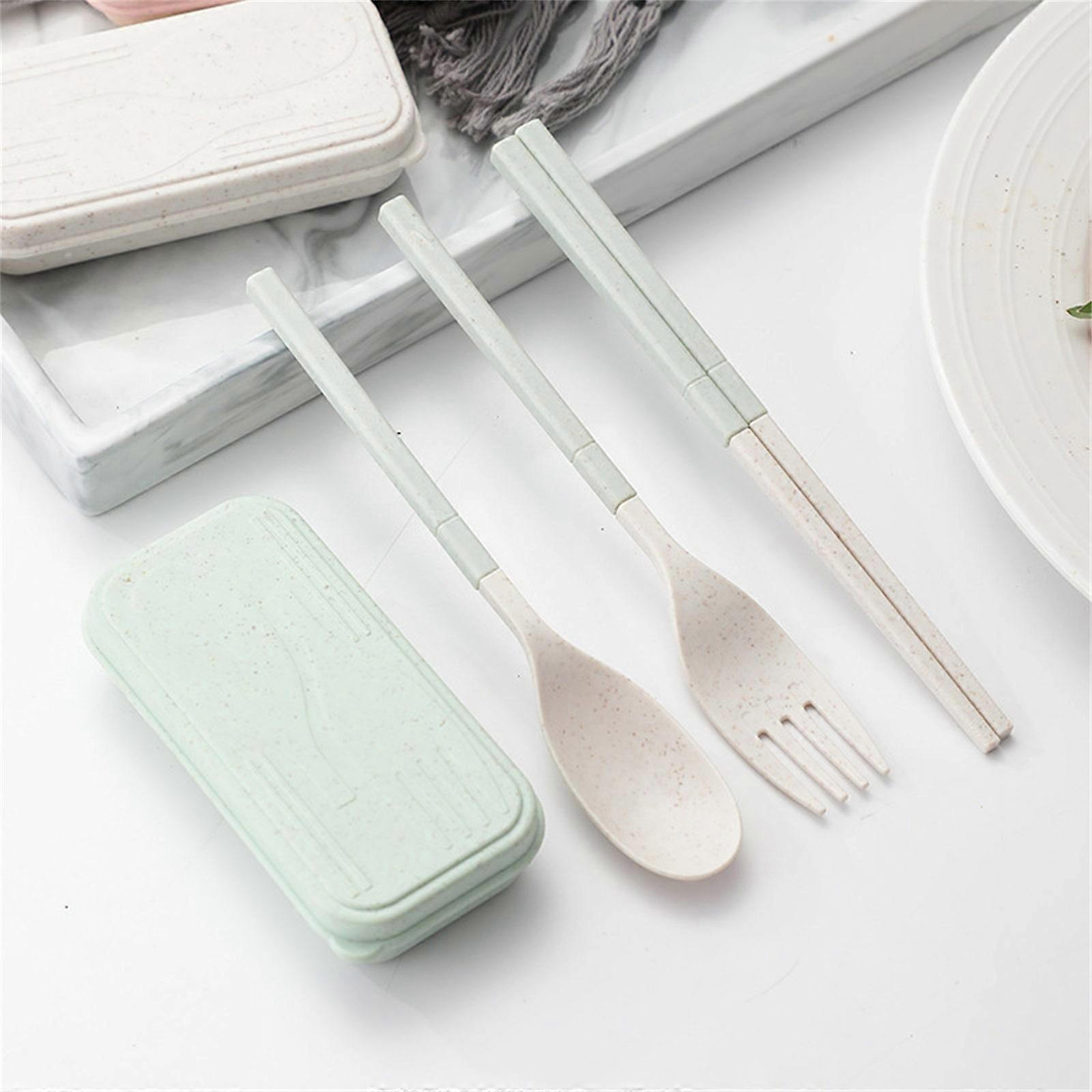 Tableware Set Student Tableware Outdoor Travel Convenient Folding Meal Box Fork Spoon Chopsticks Three Piece Set