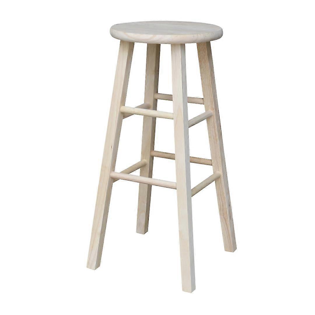 29-Inch High Unfinished Wooden Kitchen Stool for Customization, Bar Height Seating, Rustic Style, Versatile Use
