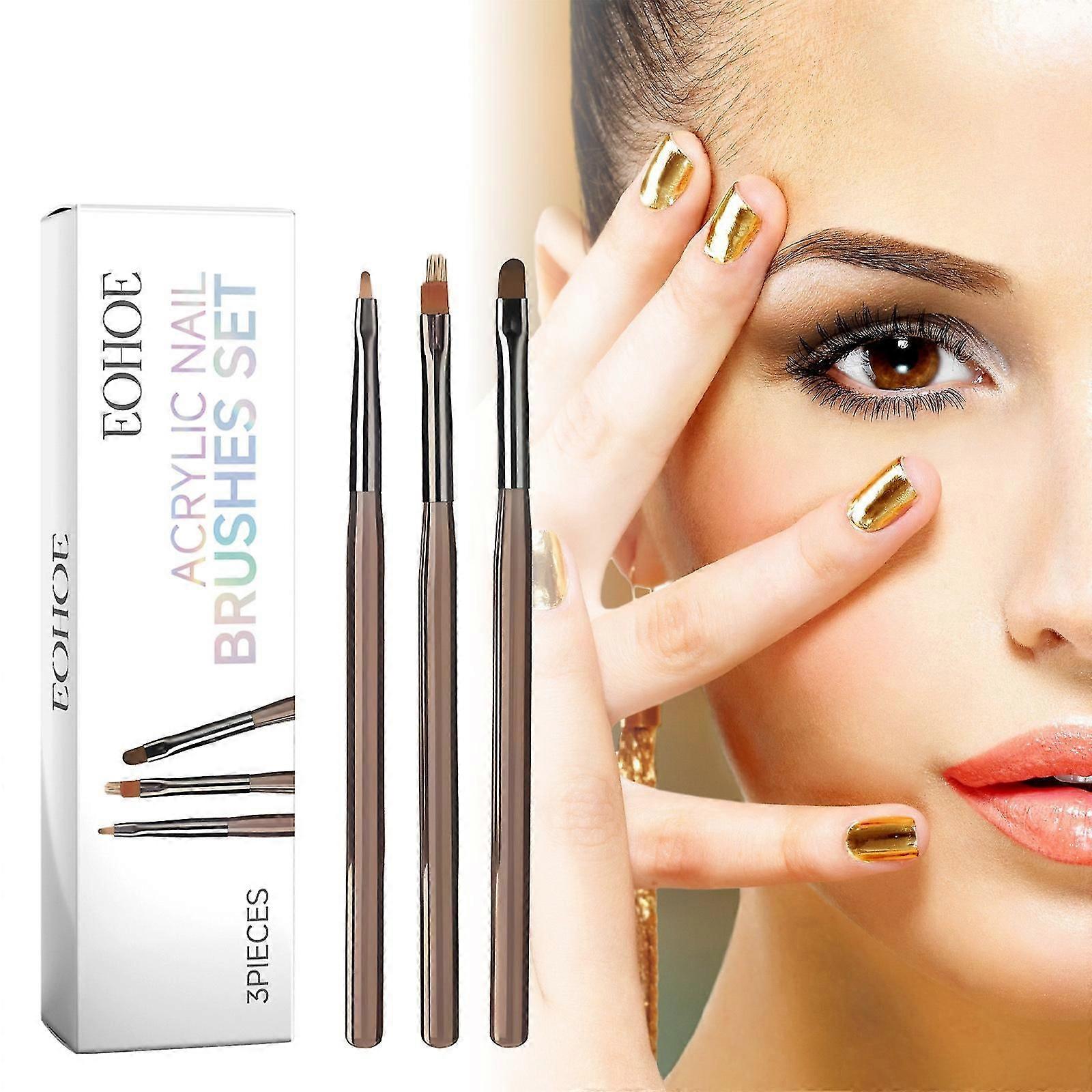 3er Set Acryl Nagelbürsten – Größen 8/10/14, Mit Ergonomischem Holzgriff, Für Nagelverlängerung & Nail Art